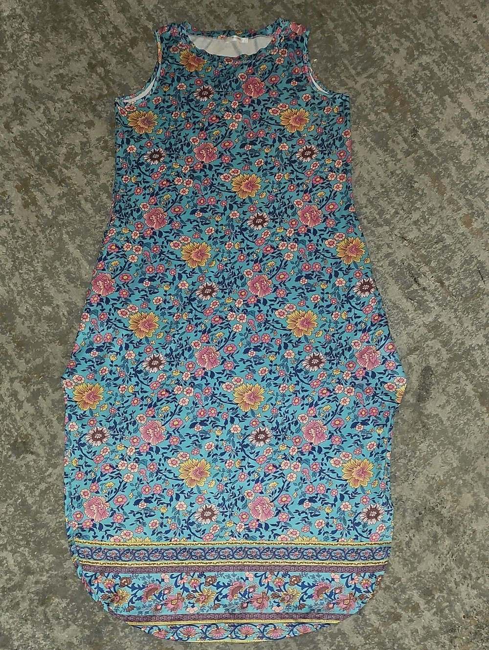 Hount Turquoise Floral Maxi Dress Large - Picture 2 of 10